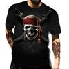 Men's Skull Print T-Shirt, Street Style, Casual, Fashionable, Breathable, Sporty