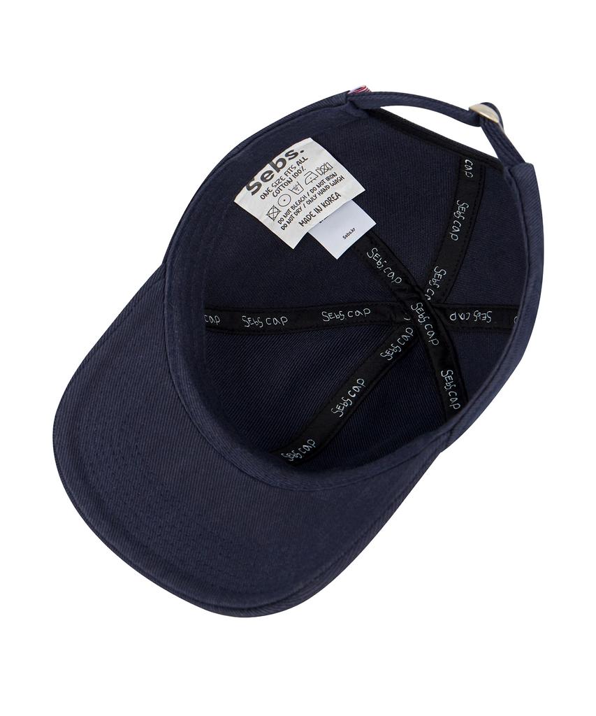 Sebseu Small Logo Twill Brown Ball Cap - Navy