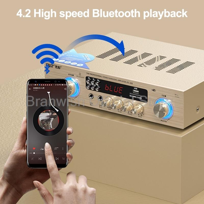 Hifi 150W+150W High Power Amplifier 4.2 Bluetooth Amplifier 2-Channel Auido Speaker Amp Decoding with USB/SD for Home Theater