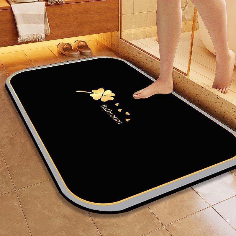 Quick Ship Four-Leaf Clover Diatom Mud Non-Slip Shower Mat - Water Absorbing & Wear Resistant Floor Mat