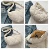 Female Puffer Shoulder Bag Trendy Soft Down Pillow Shopper Bag with Zipper Quilted Simple Crossbody Bag for Teenage Girls