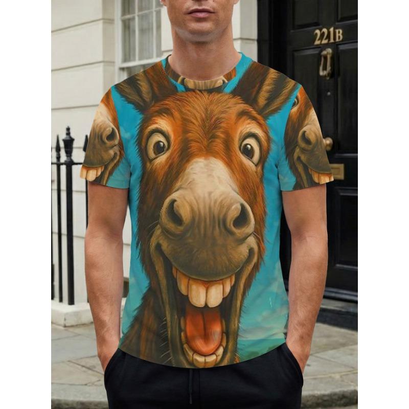 Funny Coffee Chicken T-shirt Men 3D Cartoon Rooster Print Short Sleeve Casual Summer