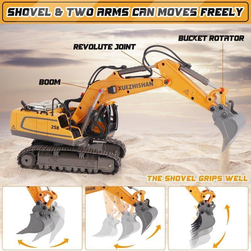 Remote Control Excavator Toy for Kids Remote Control with Light and Music