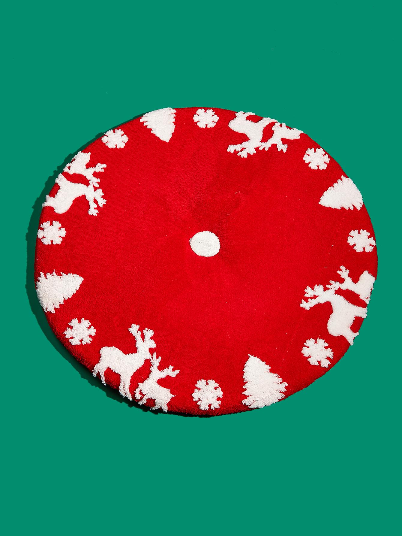 

Christmas Cat and Dog Elk Pattern Cushion Bed Mat Plush Puppy Kitten Beds Round Bed Pet Sleeping Bed for Small Medium Dog Cat K червоний