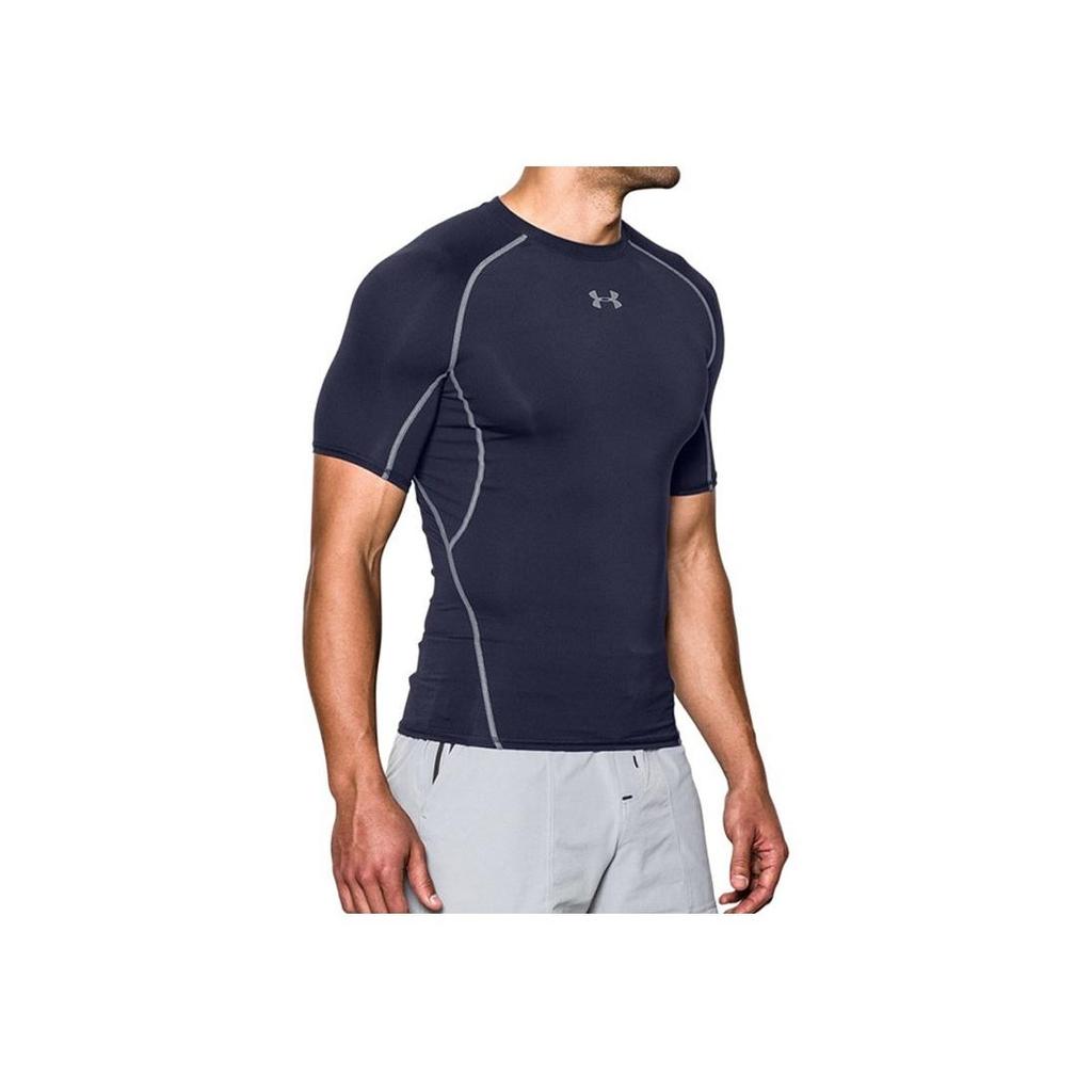 Under Armour HeatGear Armour Korte Mouw Compressie Shirt Heren Middernachtblauw 1257468-410