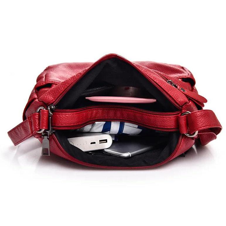 Women's Large-capacity Single-shoulder Bag Messenger Bag Ladies Solid Color Casual Soft Leather Bag