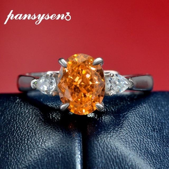 Sparkling 100 %925 Sterling Silver Oval 7 *9mm Red Pink Blue High Carbon Diamond Adjustalbe Rings For Women Fine Jewelry