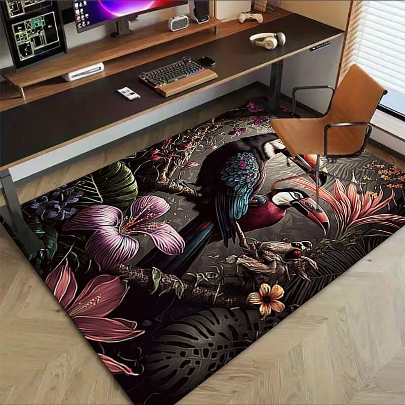 1 Stück Tukan Blumen Extra Groß Rutschfester Boden Teppich, Büro, Familie, Schlafzimmer Großer Bereich Teppich Innen Teppiche, Lebendige Farben