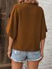 2025 Summer Women's V-Neck Batwing Sleeve Top - Solid Color Fashion