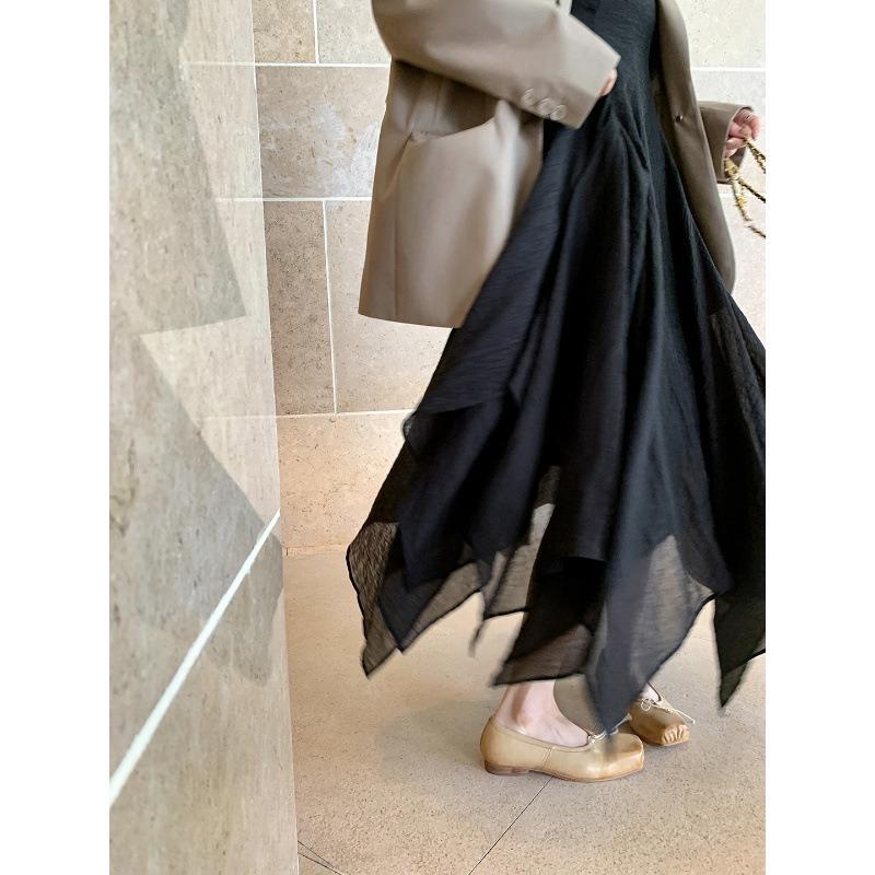 Sheepskin Genuine Leather Shoes Washed and Made Old Square Head Bow Ballet Flats Women's Shallow Mouth Single Shoes