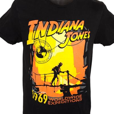 T-shirt Indiana Jones 100% Cotone Magliette Uomo Top Uomo Taglia Piccola Nero 1969 Spedizioni Mondiali Retro