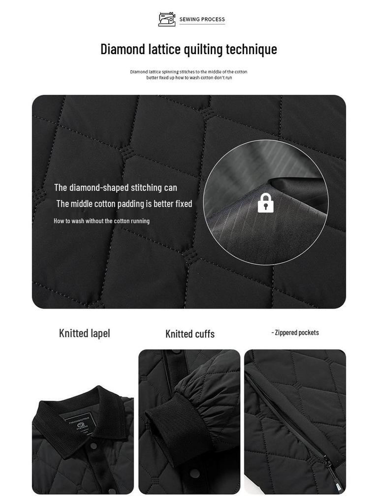Men's Winter Ribbed Collar Cotton Mulberry Silk Jacket - Business Casual Outerwear