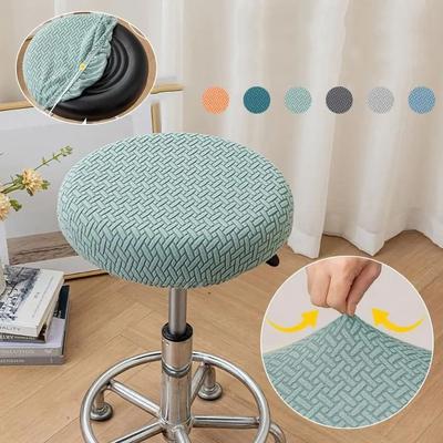 New Elastic Bar Round Stool Cover Stretchable Washable Seat Chair Slipcover Thickened Solid Color Stool Cushion Cover