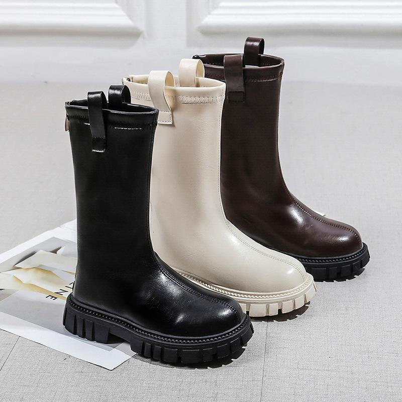 Zapatos Niña Platform Girl Long Boot WinterNew Plush Leather Boot Fashion Princess Boot British Girl Shoe Kid Shoe Designer Shoe