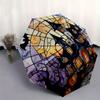 Halloween Haunted House Stained CoasterUmbrella, Portable 3-Fold Compact Umbrella,Christmas Gift ES598