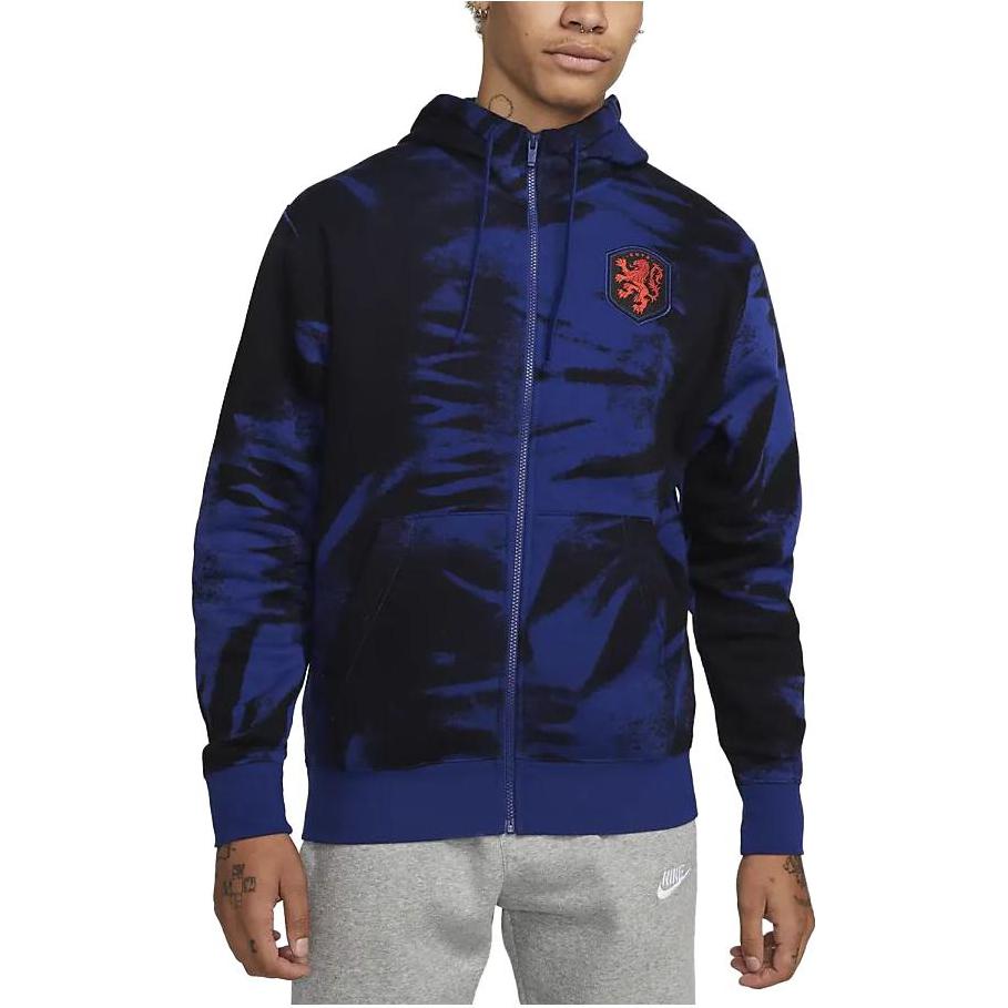 Nike All Over Print Zip Up Sports Hoodie Men jackets Blue DH4960-010