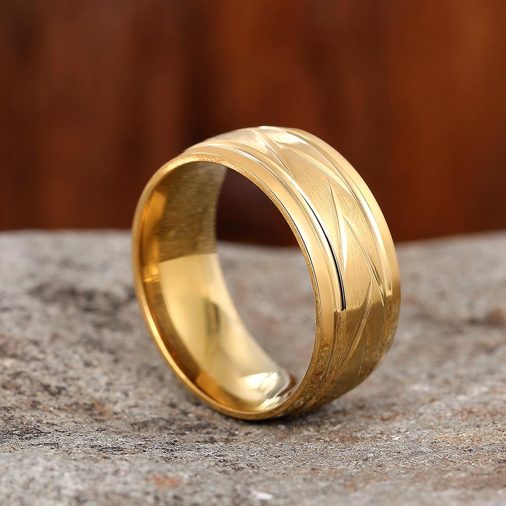 Uitan Simple Groove Beveled Stainless Steel Ring for Men Women Delicate Rings Men's Jewelry Party Gifts