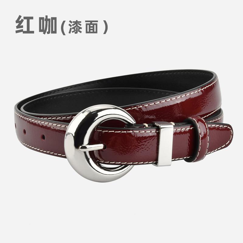Lacquered Belt Women'S First Layer Cowhide Simple Jeans Decoration High-End Women'S Belt
