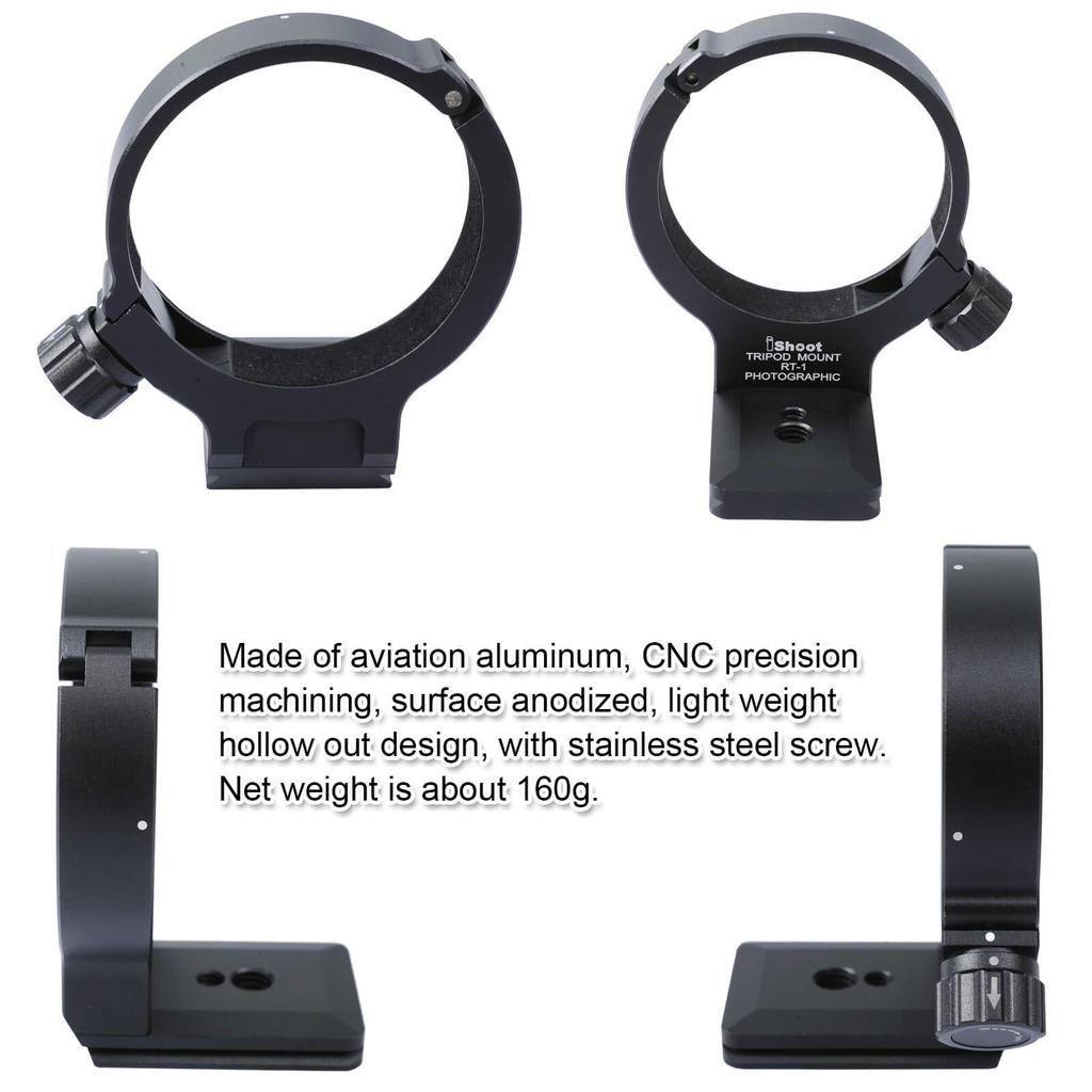 iShoot Tripod Collar Mount specifically designed for the Nikon 300mm PF ED VR and Nikon ED VR The lens support bracket collar features an plate at the