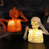 Halloween Pumpkin Skull Night Light, LED Spooky Decor for Haunted House, Glowing Ghost Ornament for Table Centerpiece