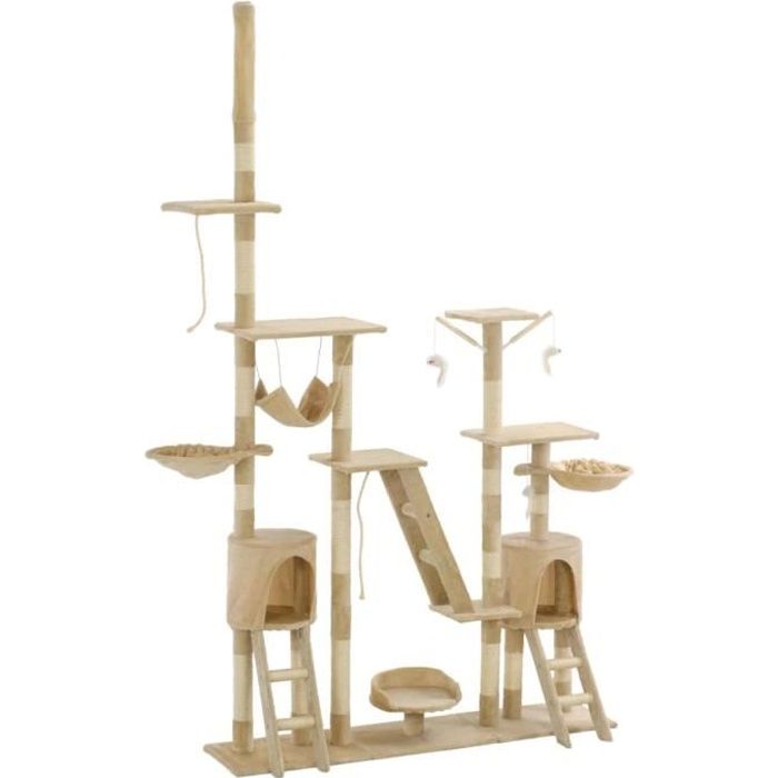 VidaXL Arbre à chat avec griffoirs en sisal 230-250 cm Beige