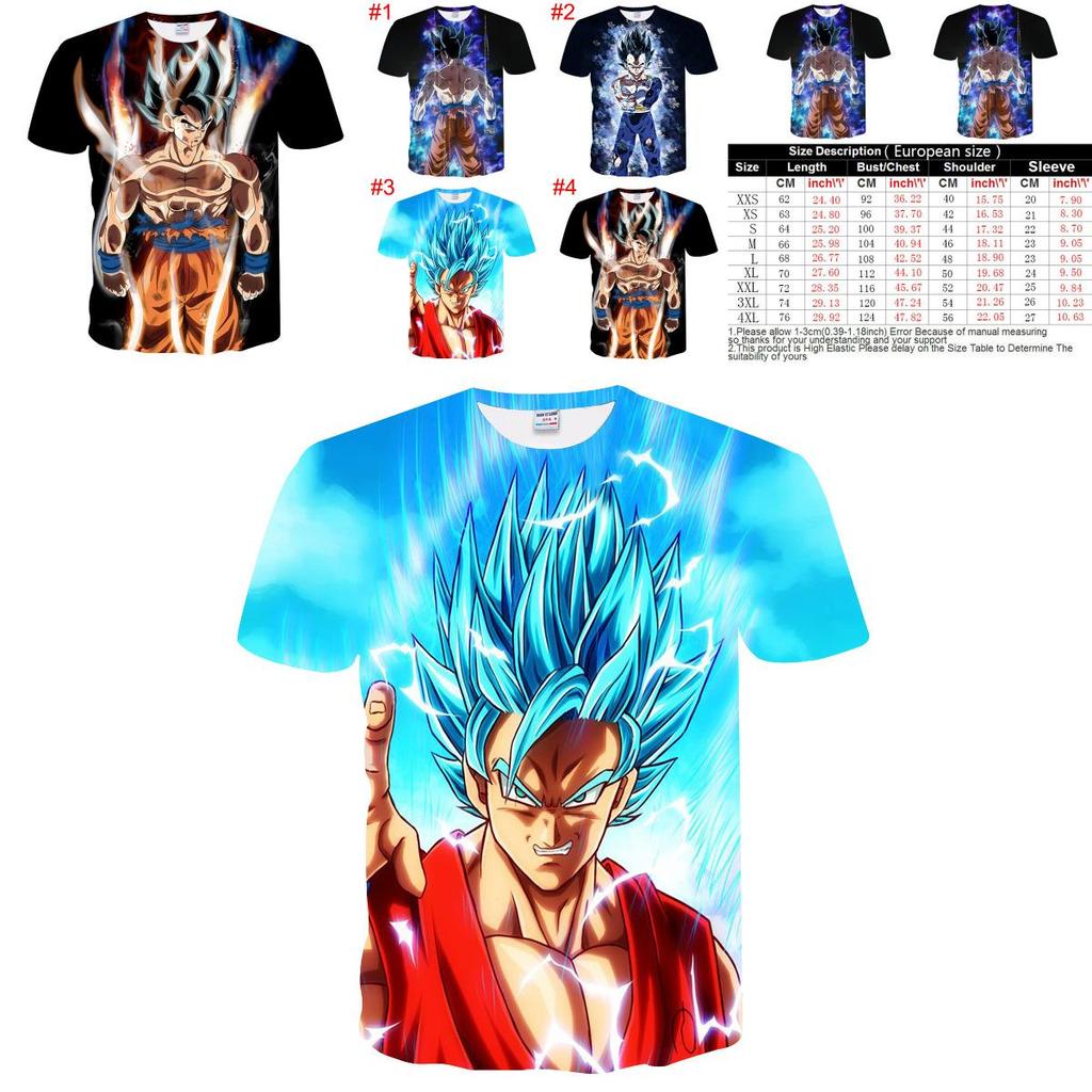 Exquisites 3D-Druck Dragon Ball Z Vegeta Goku Super Saiyan Casual T-Shirt Anime Shirts