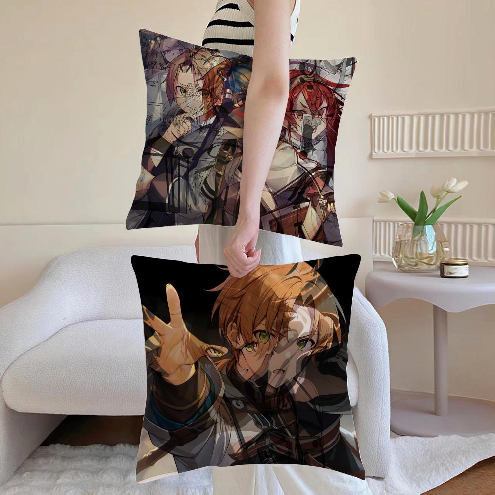 Anime M-Mushoku Tensei Pillow Case Anti-dustmite Pillowcase Invisible zipper silky short plush Sofa cushion cover