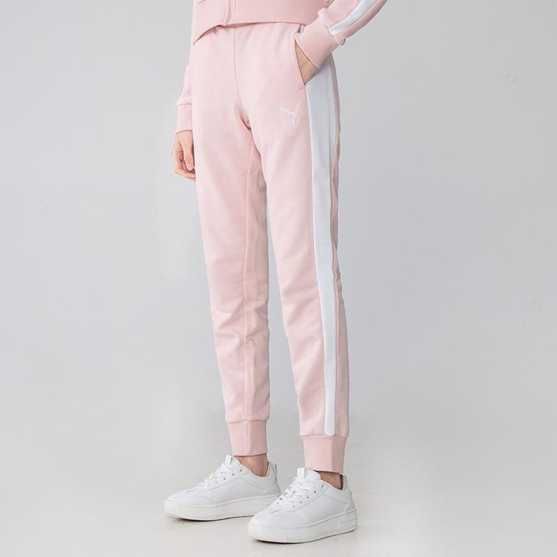 Puma Calças de Moletom Casuais Retrô Esportivas Respiráveis com Punho Calças de Moletom Femininas Rosa 531418-36