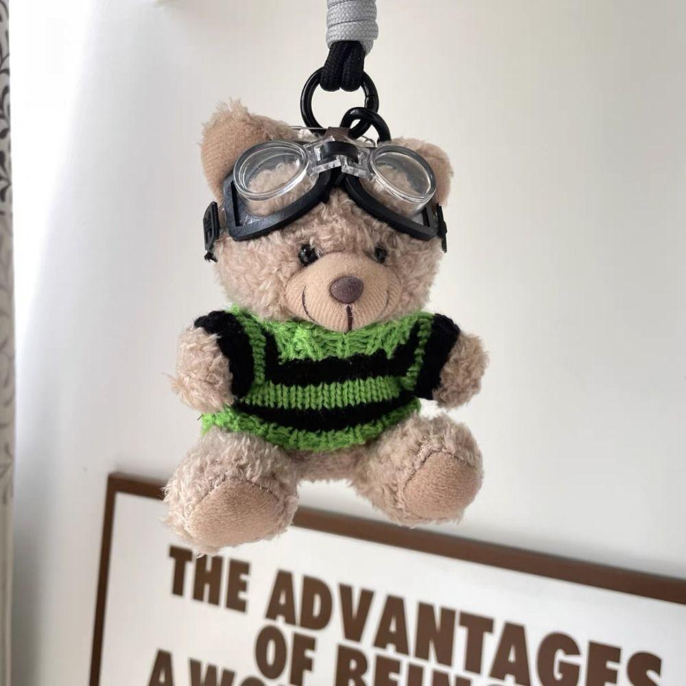 Creative Key Chain Pilot Bear Keychain Stuffed Animal Bag Pendant Plush Key Ring Cartoon Decoration Gift Jewelry
