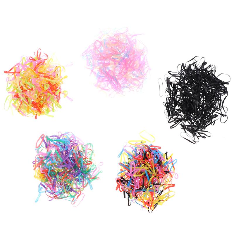 1000Pcs Disposable Rubber Bands Elastic Hair Ties Rings Band Kids Girl Ponytails