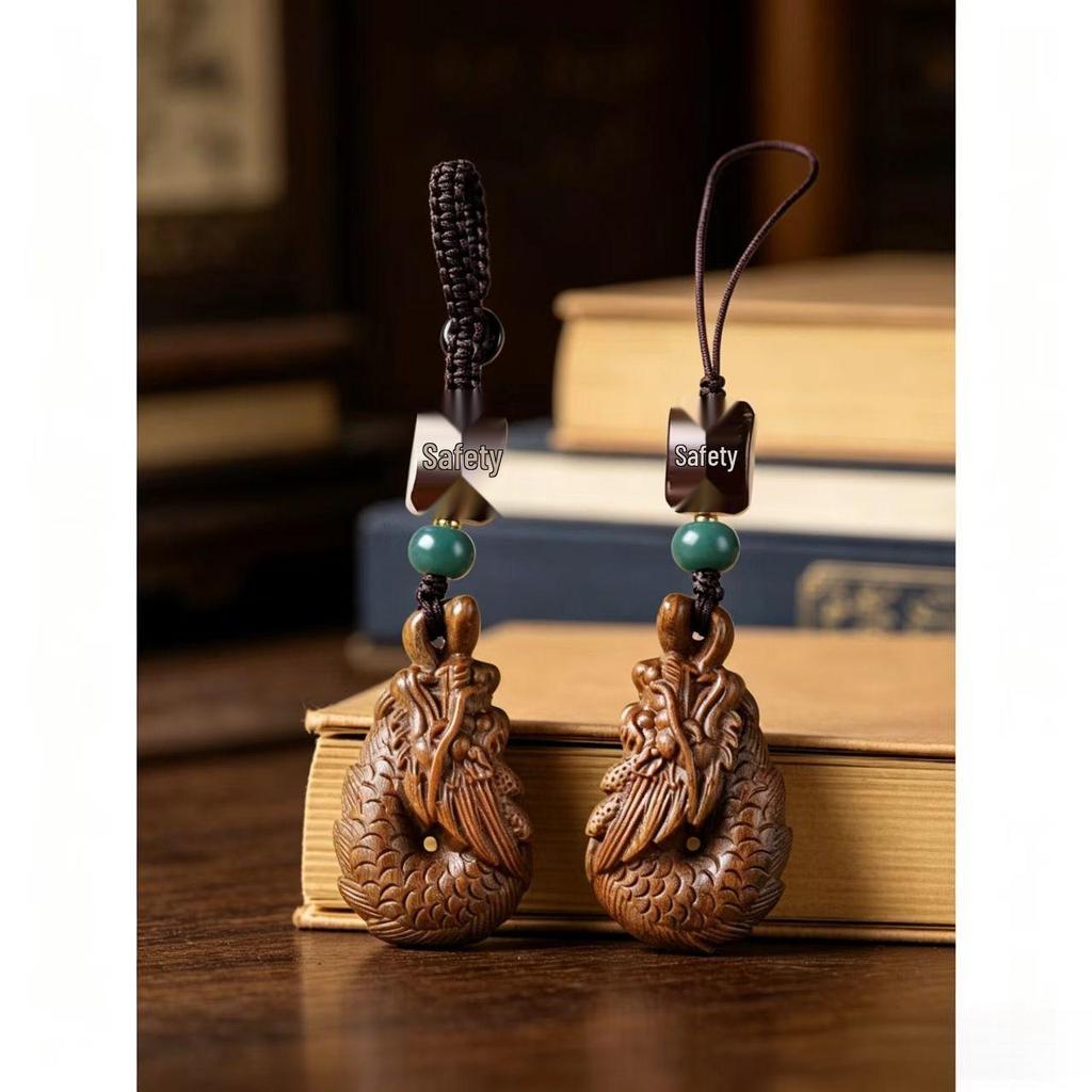 Sandalwood Dragon Zodiac Keychain Pendant for Couples