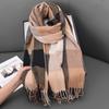 Imitation cashmere scarf women's autumn and winter classic plaid casual fringed student long shawl scarf