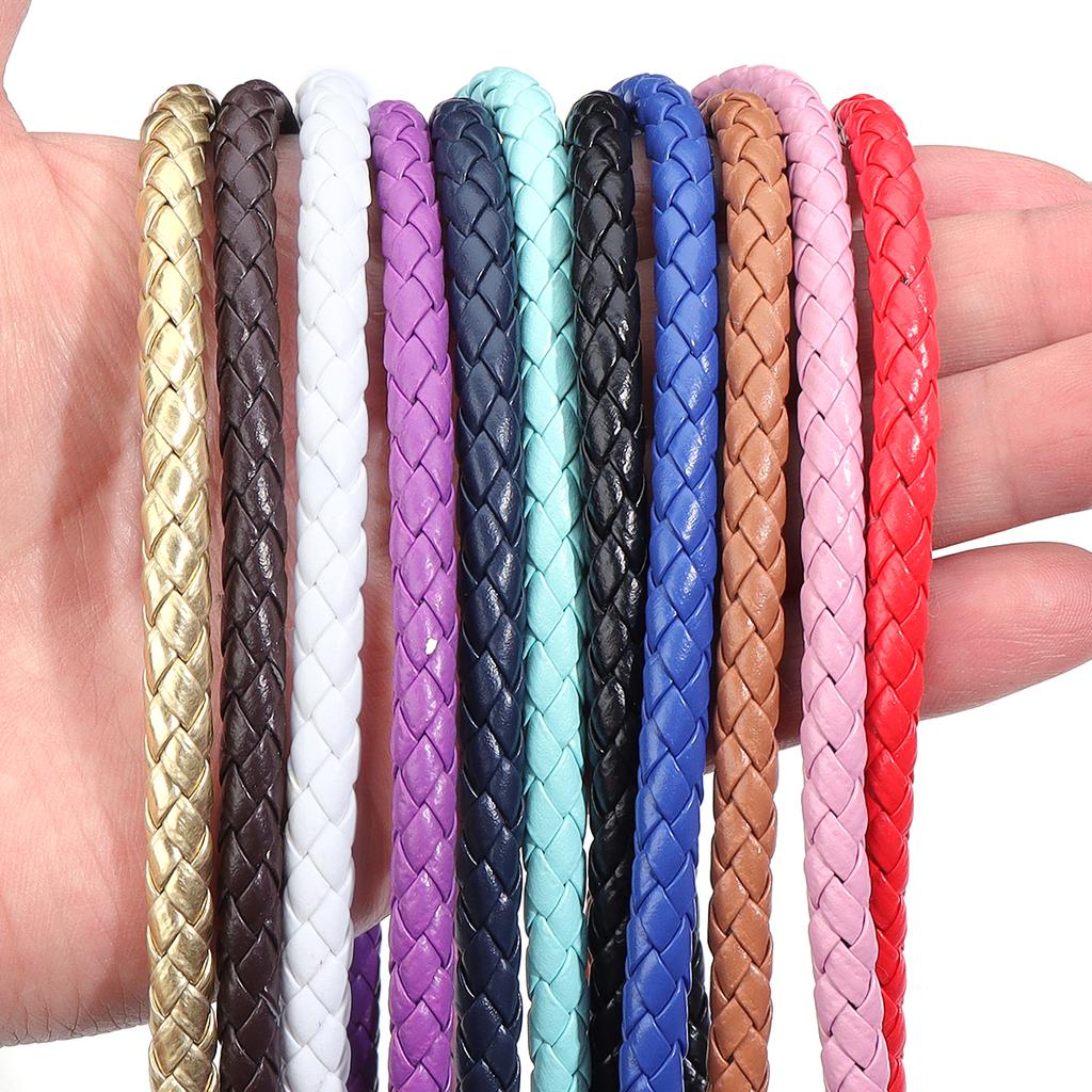 5 Yards/lot 6mm 7mm Round Braided Leather Cords PU Leather Cord Cordon Cuir For Bracelet Necklace DIY Jewelry Making
