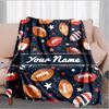 1PC Custom Name Football Notebook Flannel blankets Patterns Throw Blanket All-Season Soft Gift for Couch, Bed, Camping gifts