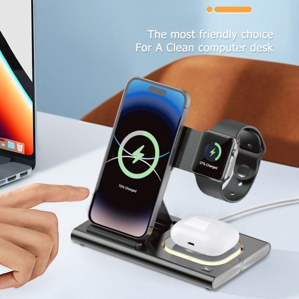 New 3-in-1 Wireless Charger Magnetic 30W Charging Stand Foldable Fast Charging Station for Phone/Watch/Earbuds
