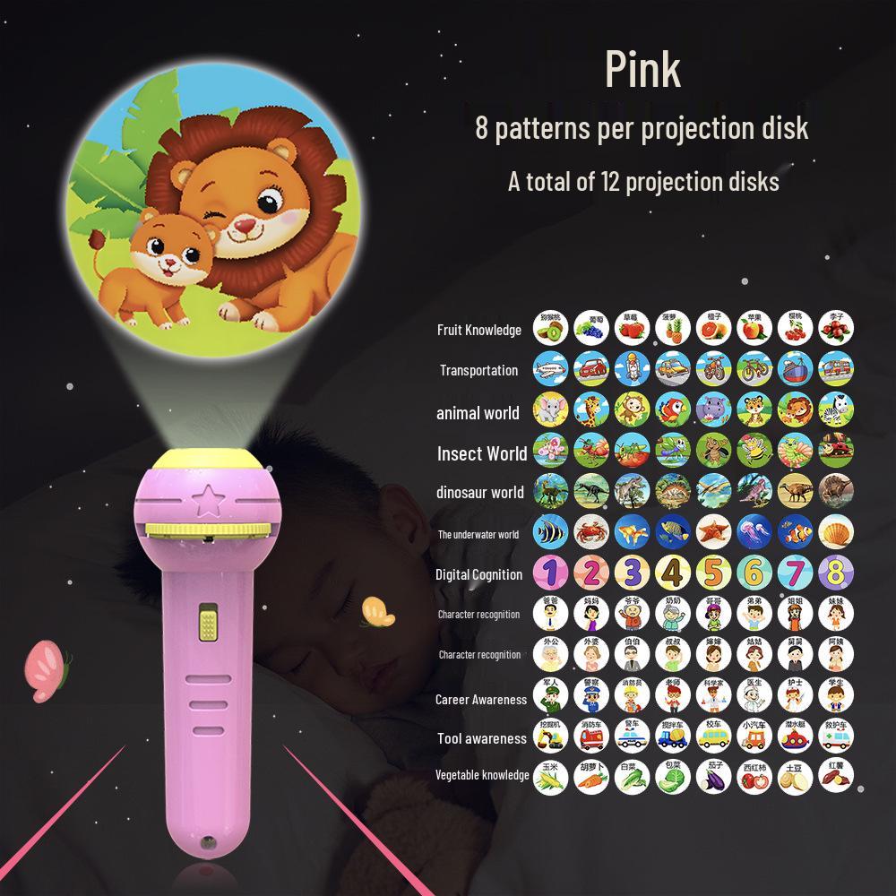 Children's Animal Projector Flashlight - Early Education Luminous Toy for Baby Picture Recognition and Cartoon Projection Gifts