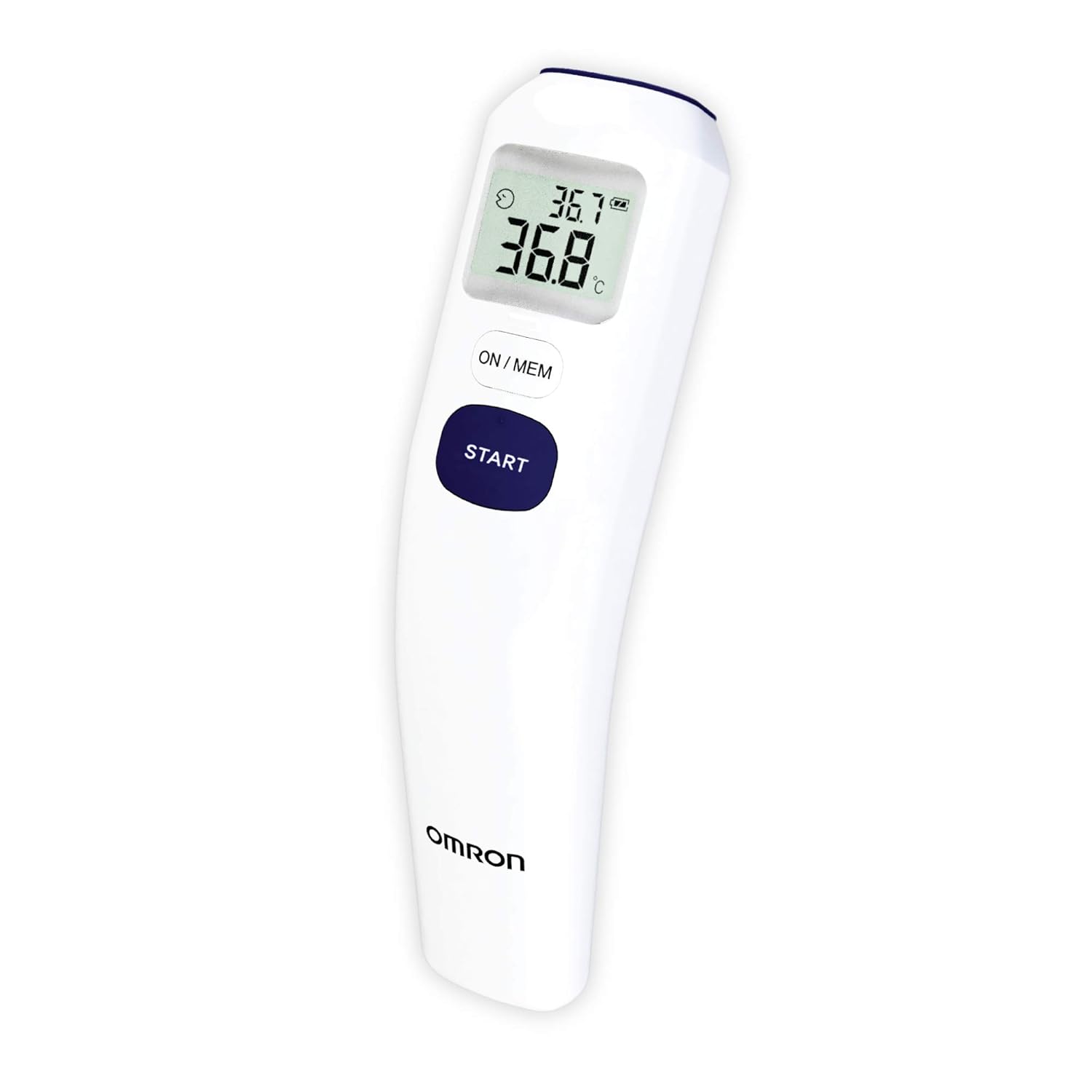 Omron MC 720 Цифровой бесконтактный инфракрасный термометр для лба с быстрым измерением за 1 секунду, режим измерения 3 в 1, автоматическое включение/выключение, белый white