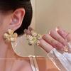 Metal Flower Stud Earrings Female Cold Wind Design Gold Earrings Year Retro Ears