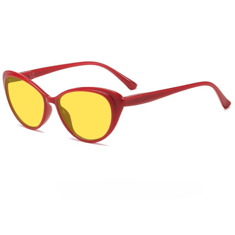 Fashion Cat-Eye Night Vision Glasses For Men And Women Red & Orange Lenses Blue Light Blocking Glasses Computer Goggles
