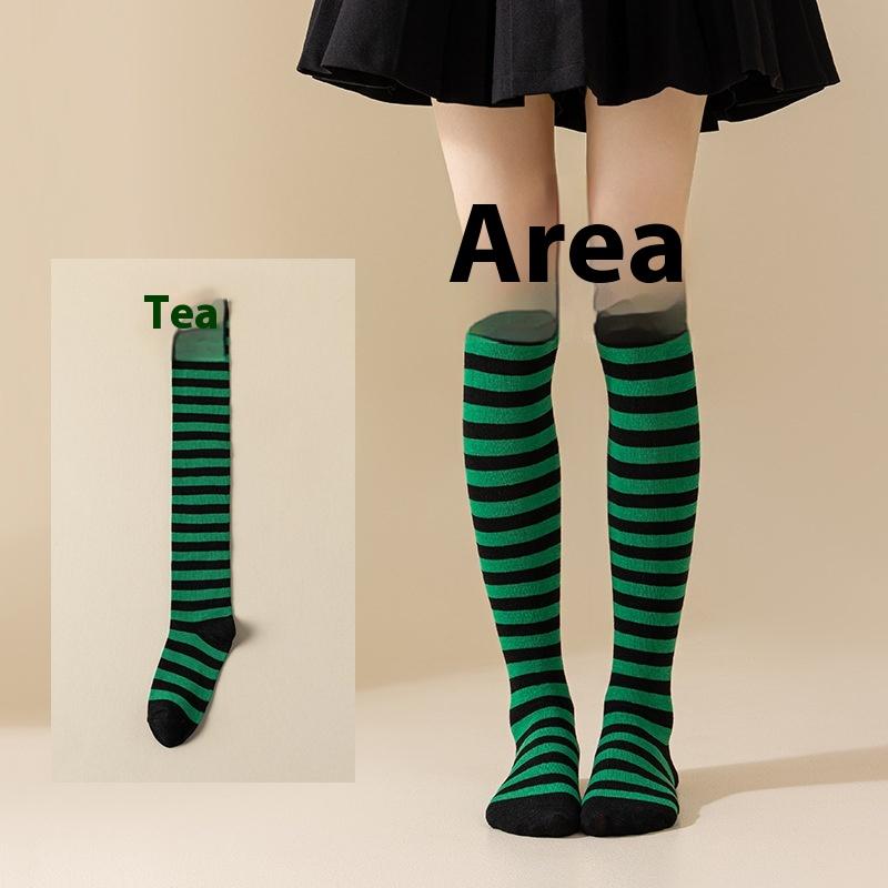 Women Over Knee Socks Christmas Diagonal Striped Christmas Thigh High Stockings Knee High Socks