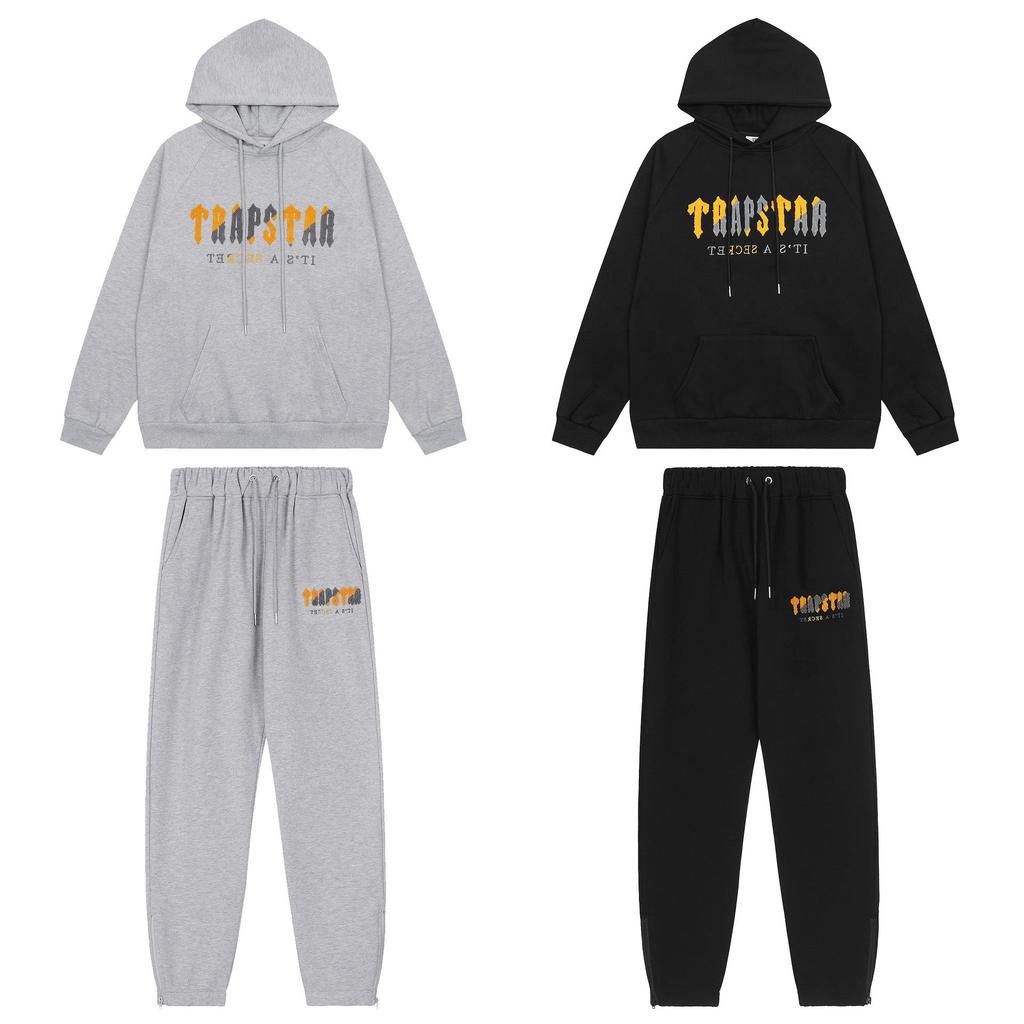 Trapstar Trendy Embroidered Hoodie Set: Unisex High Street Style with Plus Velvet Lining.