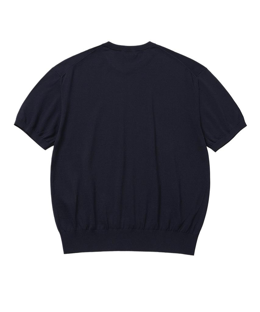 XOX Basic Cool Round Crop Short Sleeve Knit [Navy]
