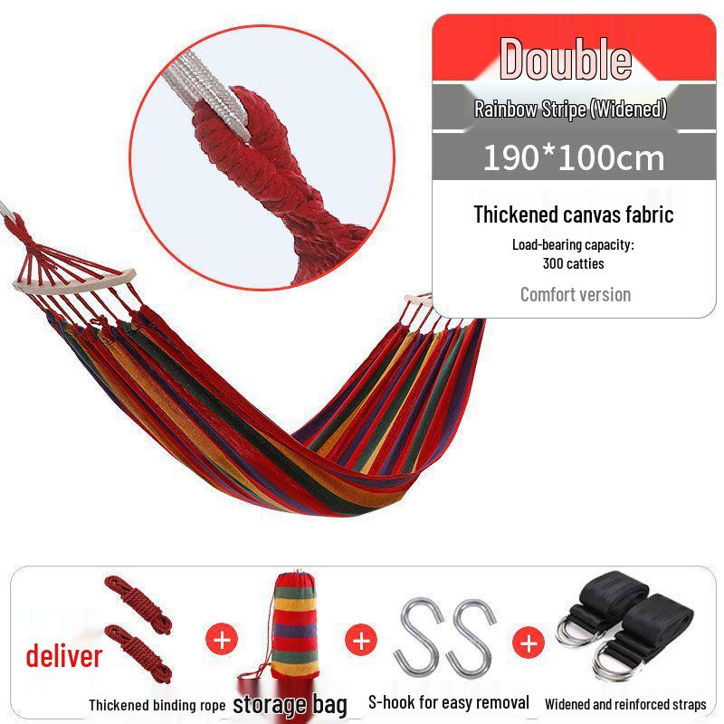 Thickened Anti-Rollover Hammock Swing Chair for Outdoor/Indoor Use - Single/Double, Child/Adult