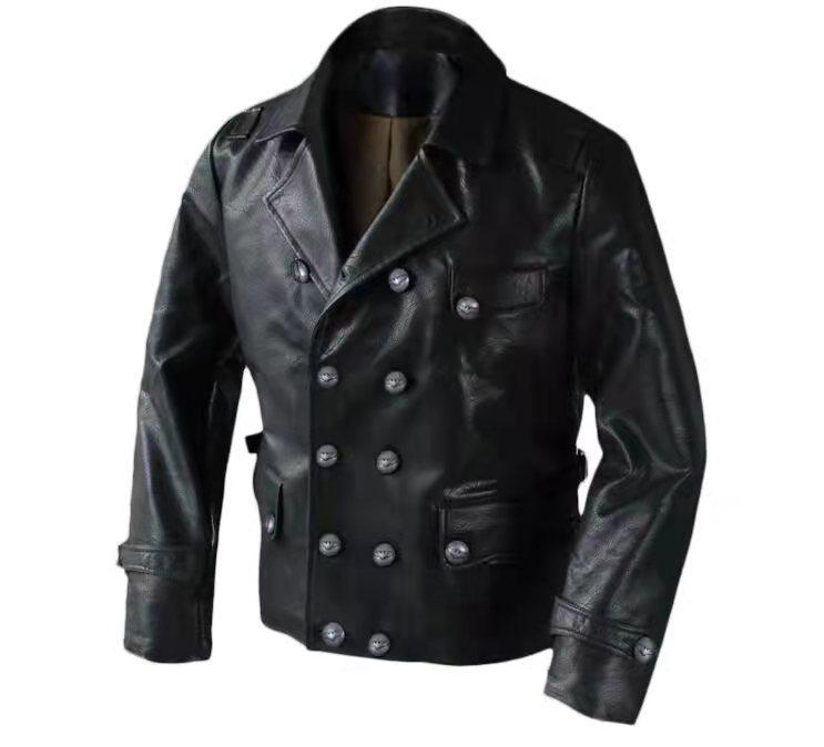 

Новая / винтажная кожаная мужская средневековая короткая пальто XXXXL чёрный