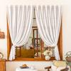 French Window Curtain No Drill Pleated Blinds for Patio Doors Sheer Voile Drapes Light Filtering Privacy Screen for Balcony Home