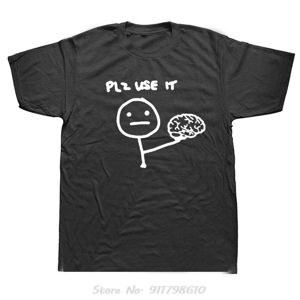 Funny Men's Clothing Please Use This Your Brain Sarcasm Oversized T-shirt Streetwear Cotton Tshirt Humor Joke Fitness t shirt