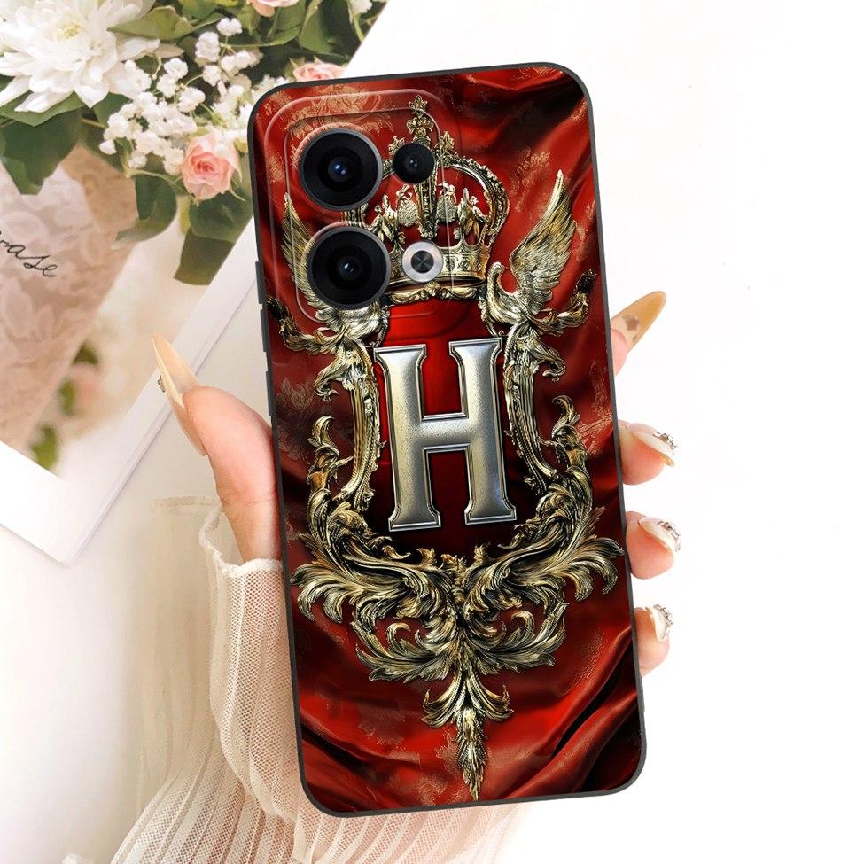 For Oppo Reno13 CPH2689 PKM110 Case For Oppo Reno 13 Cover Luxury A-Z Letters Fashion Crown 2D Painted Silicone Casing