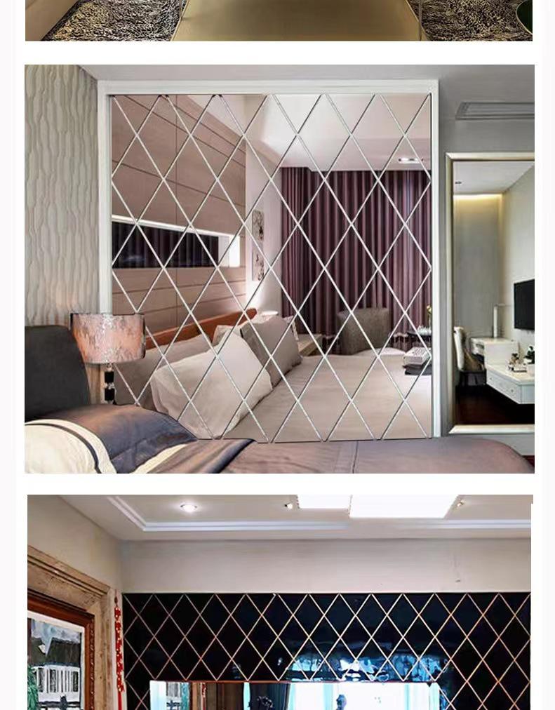 Acrylic Diamond Splicing Background Wall Mirror Sticker for Living Room Decoration