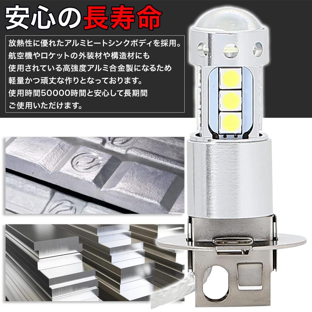 H3 H3a LED Bulb, 2 X 80W, 16 LED, White, Fog Lamp, 12 V,