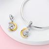 Compatible With Authentic Bracelets copper Plated Cat Moon Shape Stars Love Charm Bead Charms Pendants Ideal For Women Jewellery Making Gift